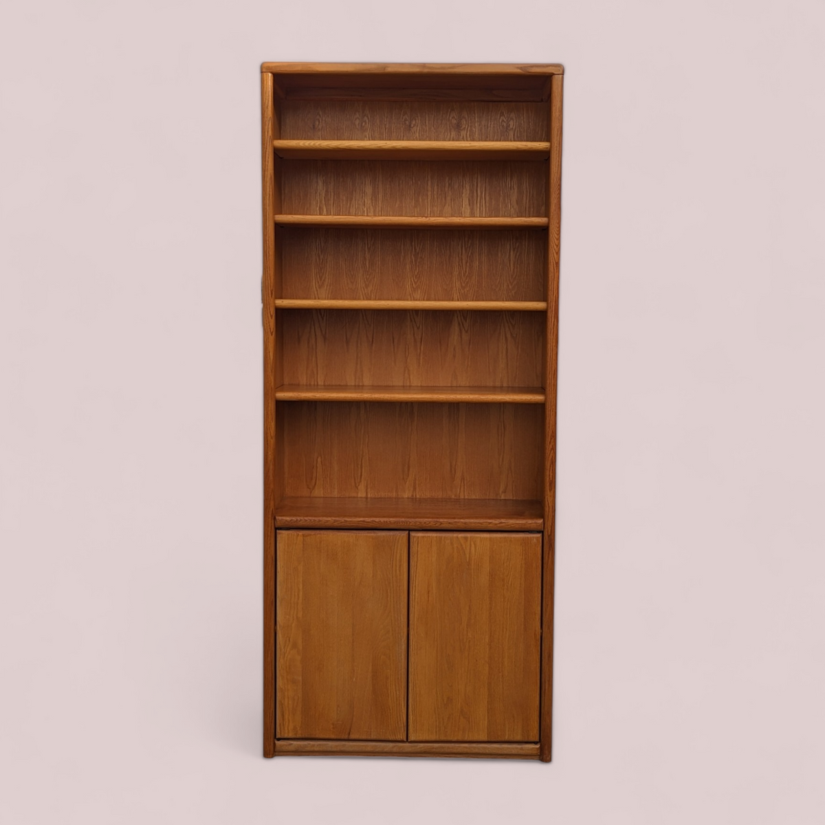 Late-20th-Century Oak Bookcase with Adjustable Shelves — view 2 of 15