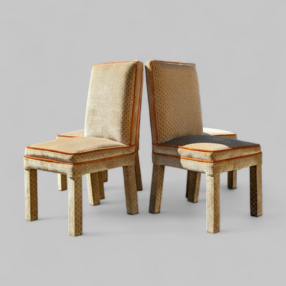 Vintage Mid Century Dining Chairs, Textured Velvet Fabric, Henredon Parsons Style, MCM, Retro