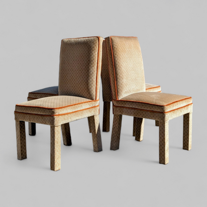Vintage Mid Century Dining Chairs, Textured Velvet Fabric, Henredon Parsons Style, MCM, Retro