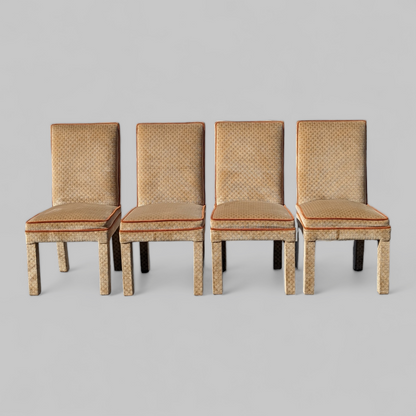 Vintage Mid Century Dining Chairs, Textured Velvet Fabric, Henredon Parsons Style, MCM, Retro