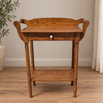 Antique Oak Washstand with Towel Bars and Shelf, circa 1880–1900