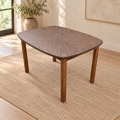 Mid-Century Modern Walnut-Look Laminate Dining Table