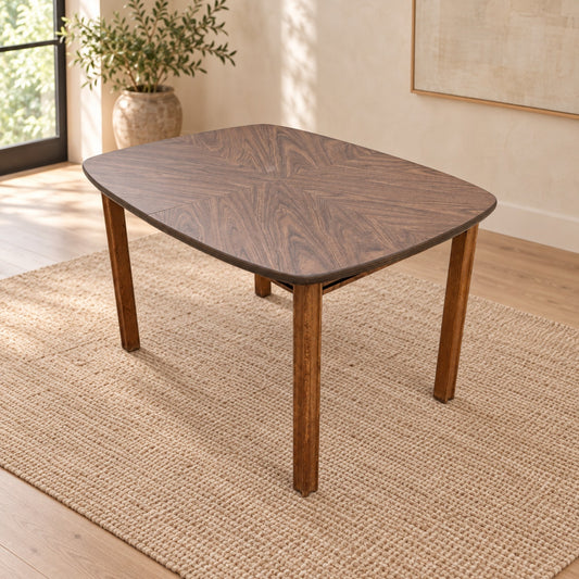 Mid-Century Modern Walnut-Look Laminate Dining Table