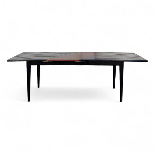 Unique Black Lacquer Postmodern Dining Table | Diagonal Leaf | Italian | MCM | Mid Century