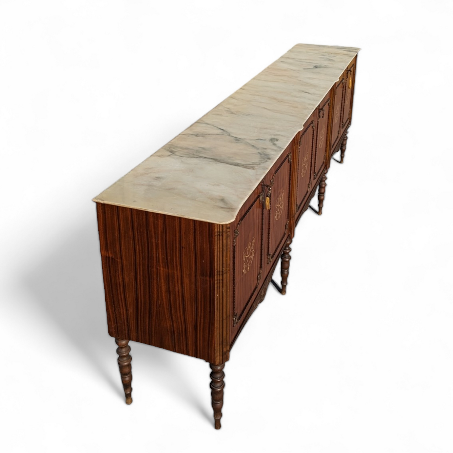 Italian Buffet, Sideboard, Marble Top, Inlaid Wood