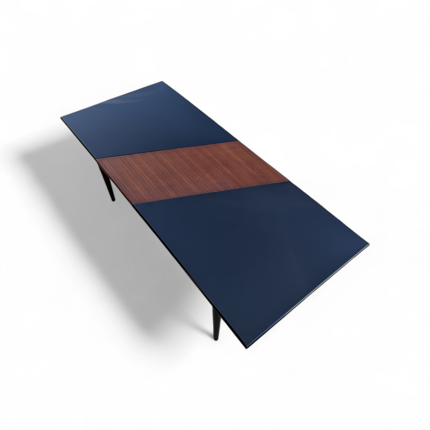 Unique Black Lacquer Postmodern Dining Table | Diagonal Leaf | Italian | MCM | Mid Century
