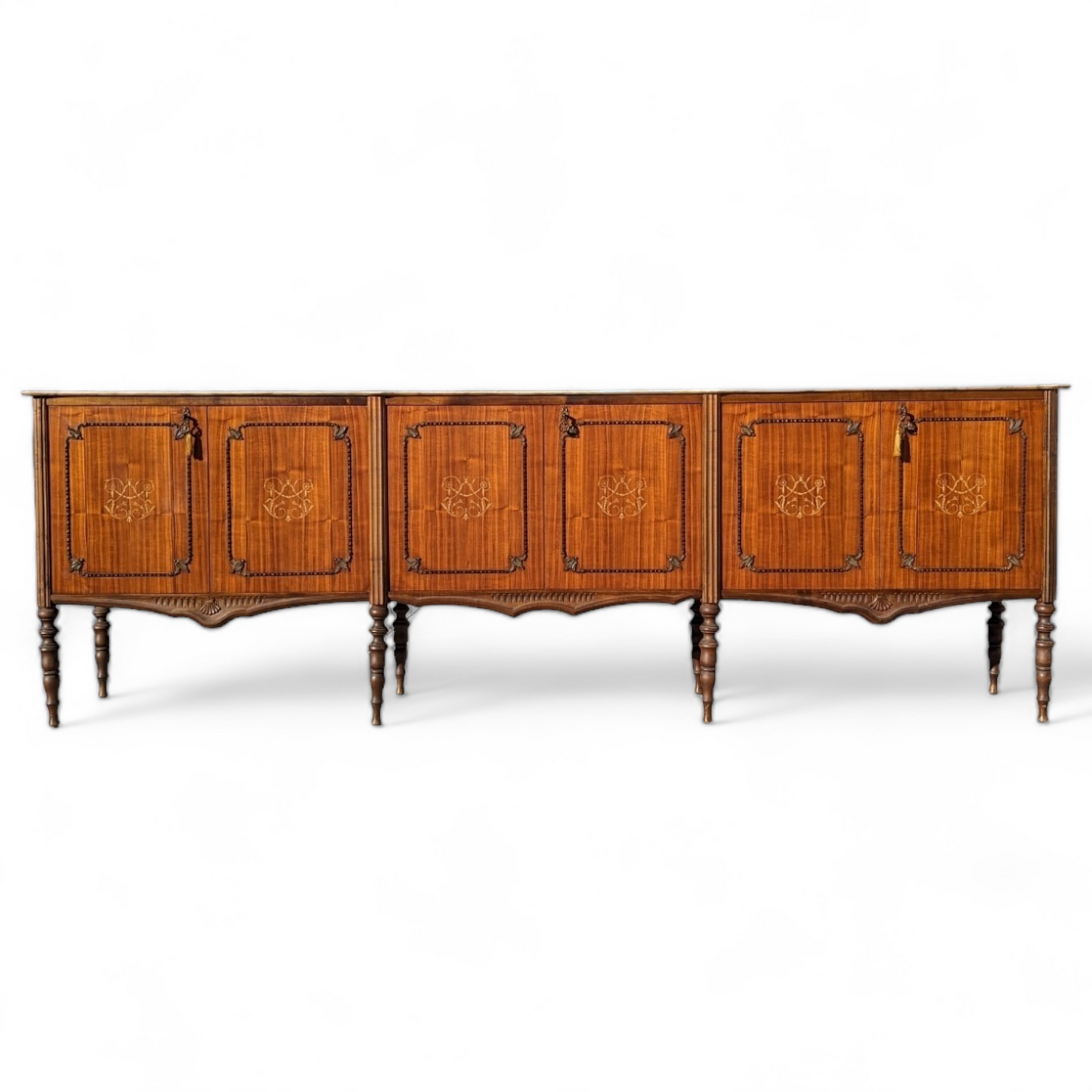 Italian Buffet, Sideboard, Marble Top, Inlaid Wood