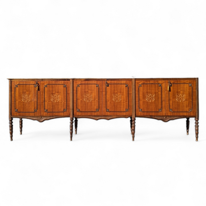 French Louis XVI Style Marble Top Walnut Sideboard Buffet