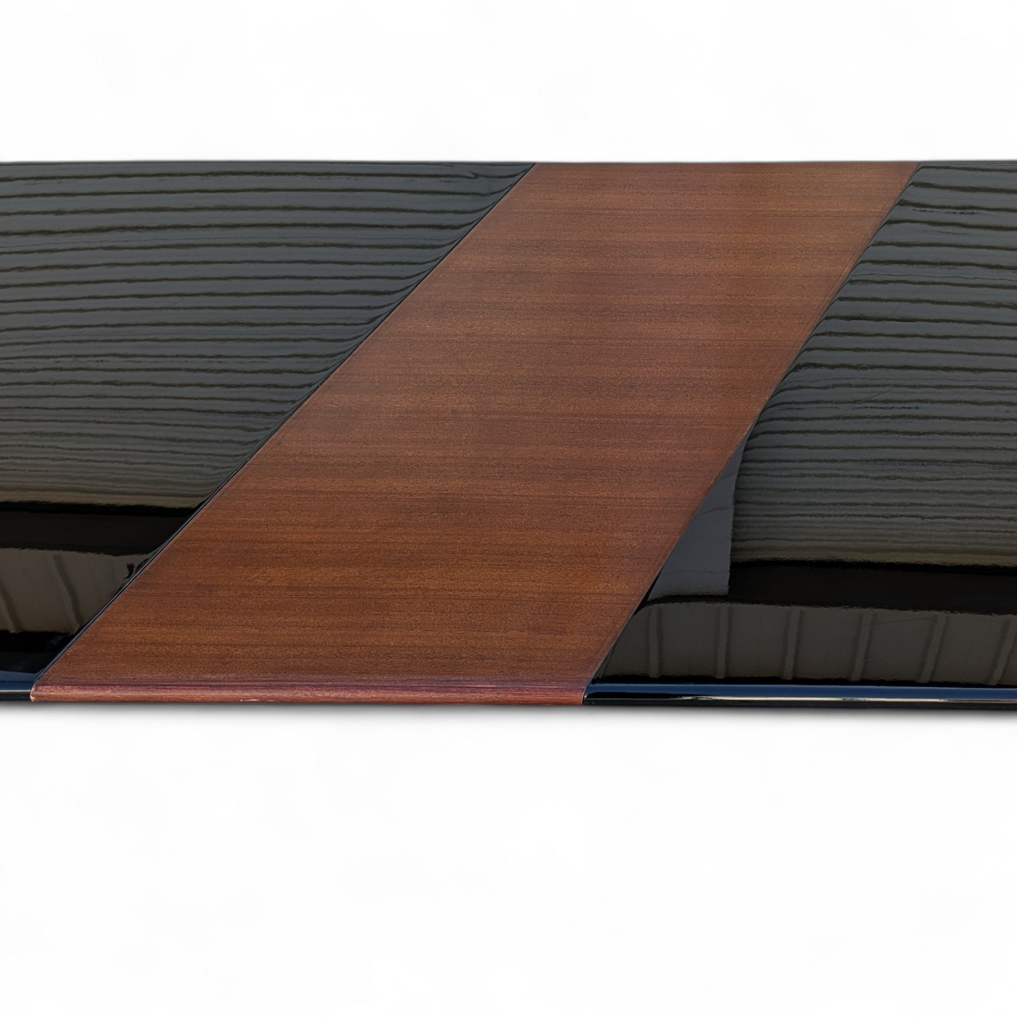 Unique Black Lacquer Postmodern Dining Table | Diagonal Leaf | Italian | MCM | Mid Century