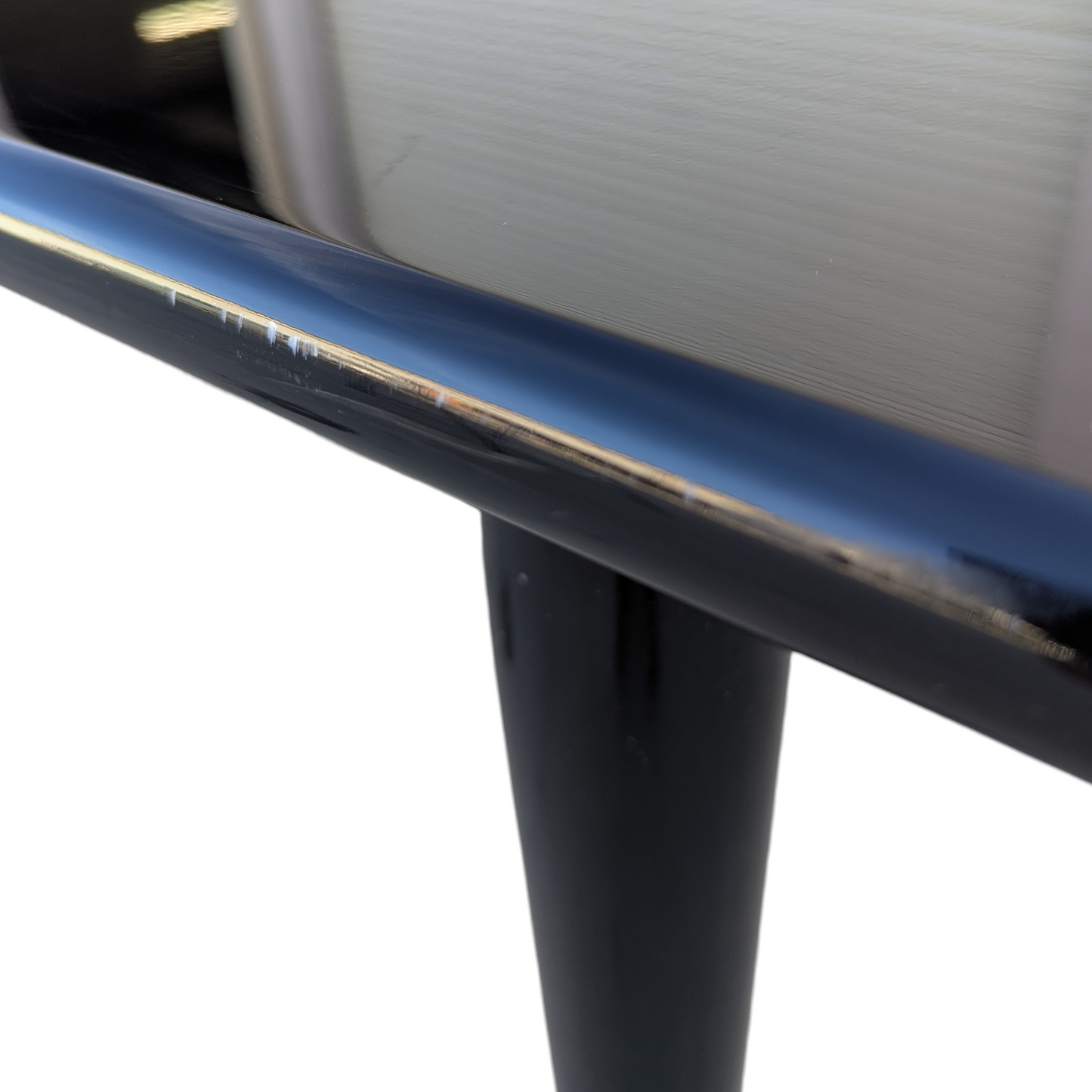 Unique Black Lacquer Postmodern Dining Table | Diagonal Leaf | Italian | MCM | Mid Century