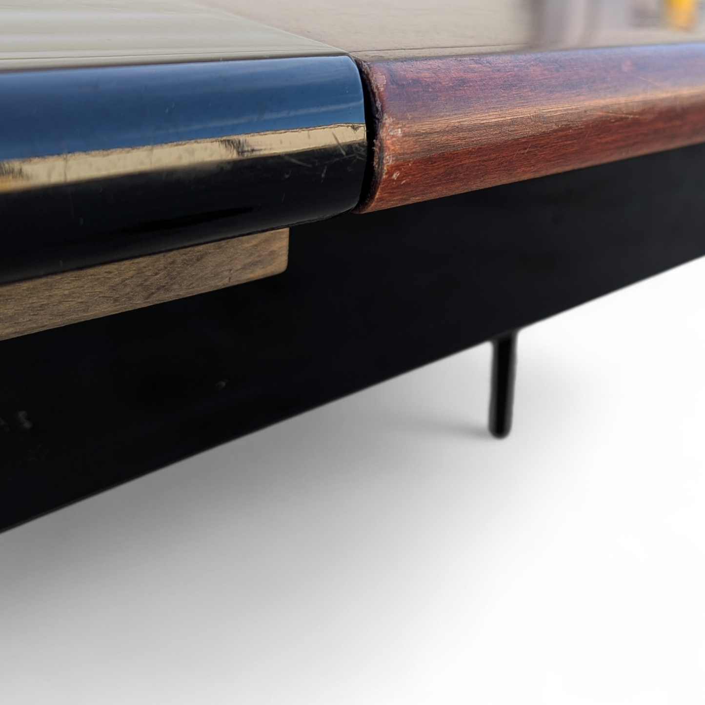 Unique Black Lacquer Postmodern Dining Table | Diagonal Leaf | Italian | MCM | Mid Century