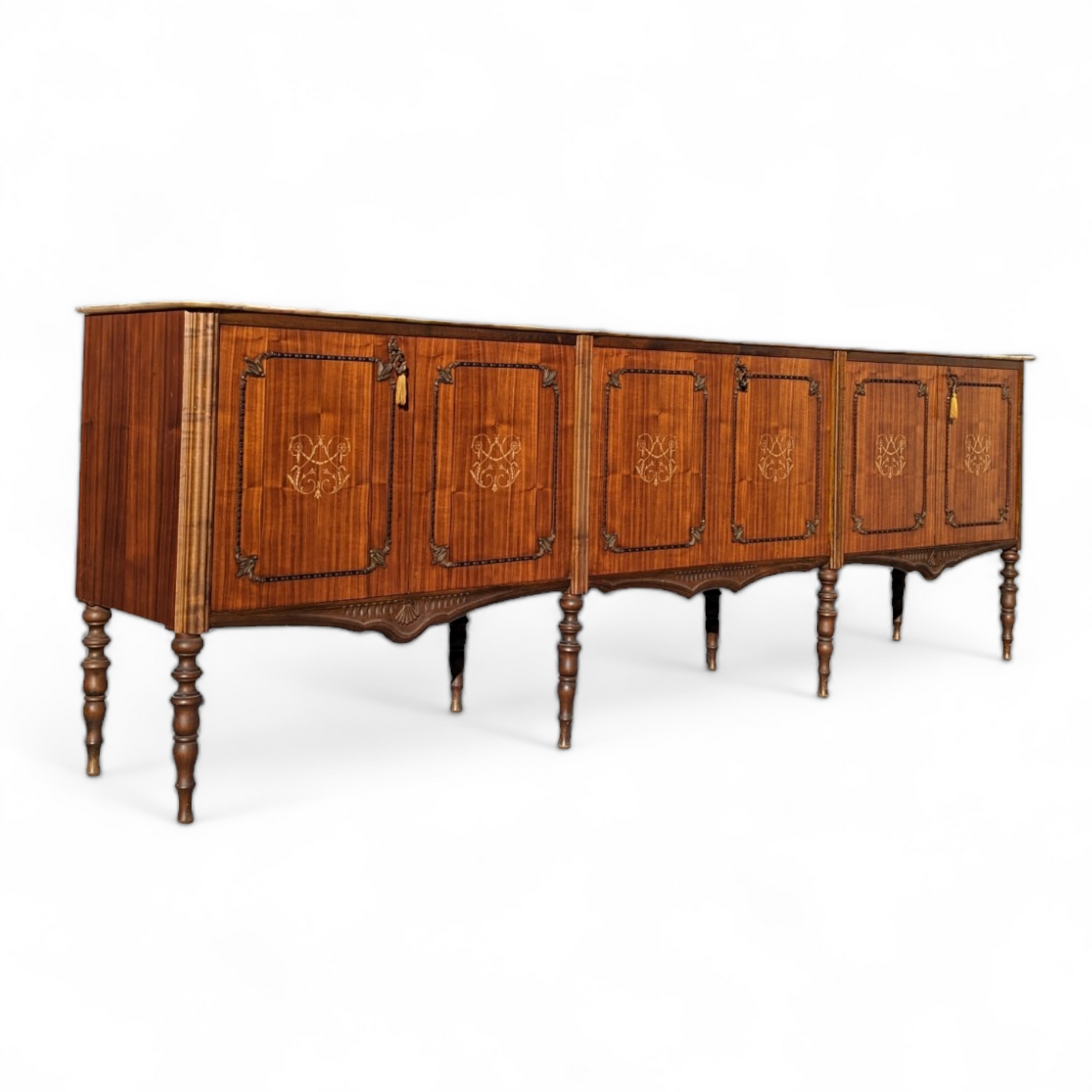 Italian Buffet, Sideboard, Marble Top, Inlaid Wood