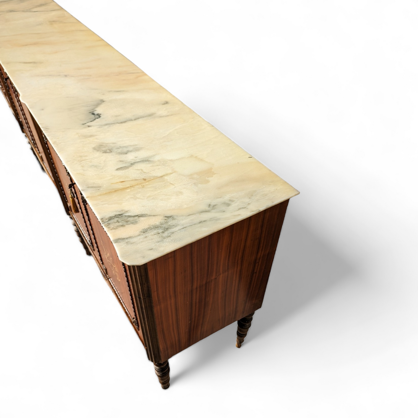 Italian Buffet, Sideboard, Marble Top, Inlaid Wood