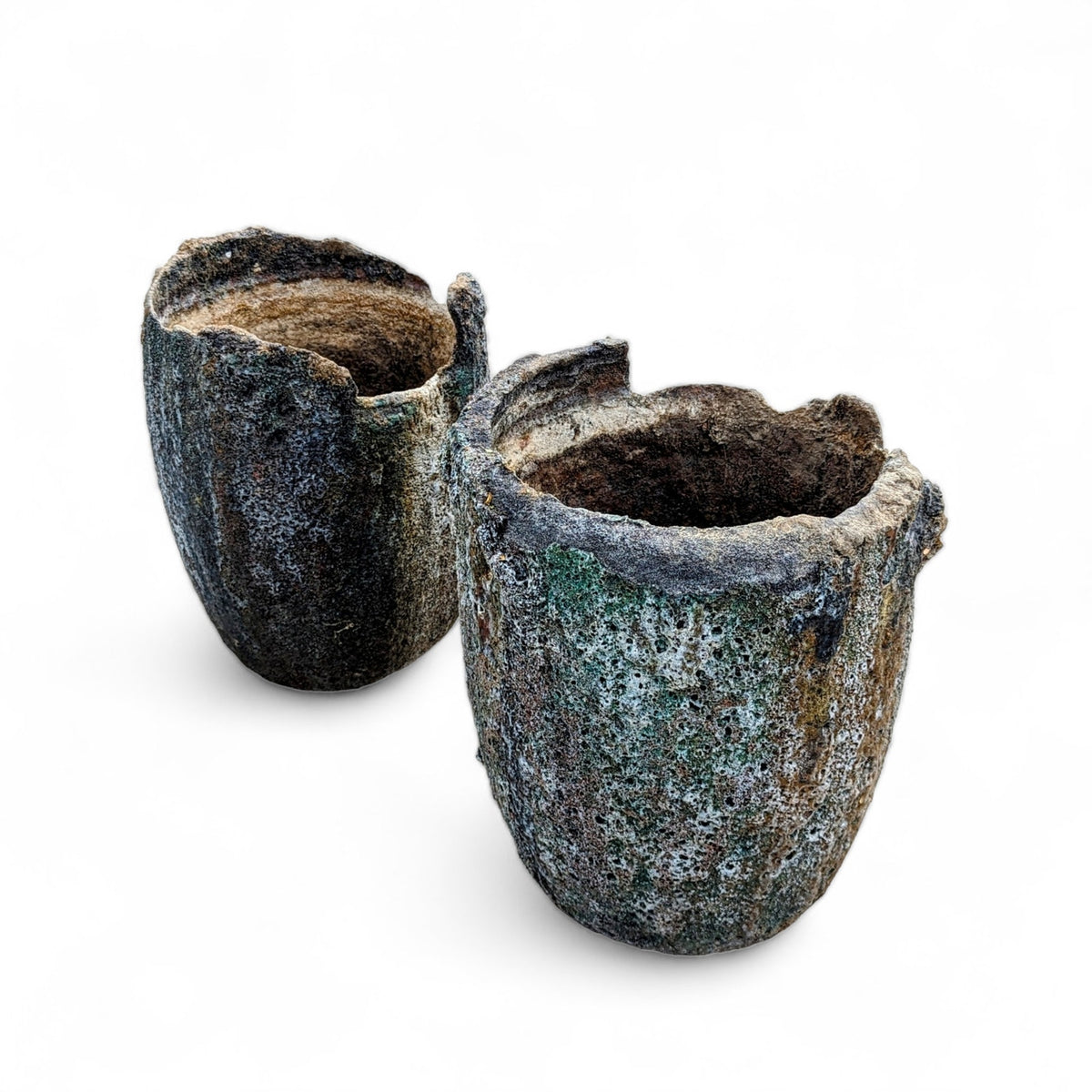 Antique Foundry Crucible Planters – Pair