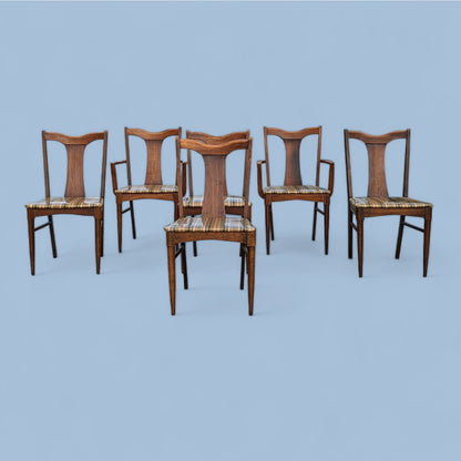 Garrison Furniture Walnut Dining Chairs, Set of Six, Mid-Century