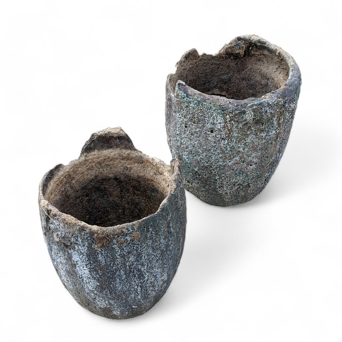 Antique Foundry Crucible Planters – Pair