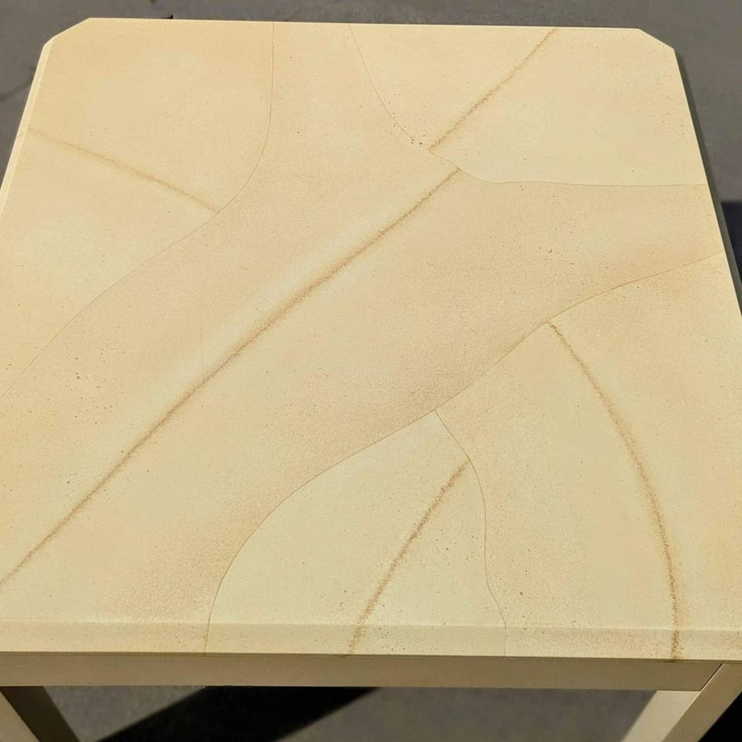 Vintage Side Table, Postmodern, Laminate, Cream, Off White, Accent or End Table, Square, Living Room