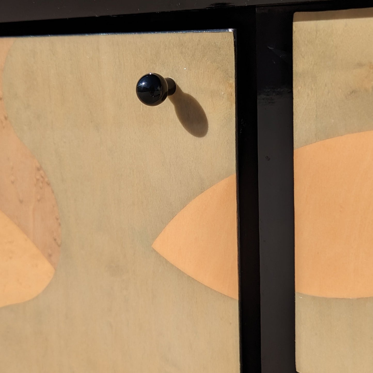 Italian Postmodern Sideboard by Carlo Malnati • Sculptural Curved Cabinet with Inlaid Wood Marquetry Fronts