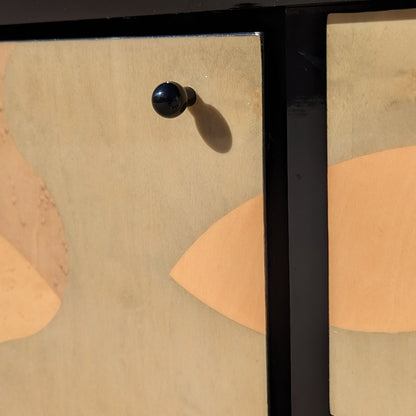 Italian Postmodern Sideboard by Carlo Malnati • Sculptural Curved Cabinet with Inlaid Wood Marquetry Fronts