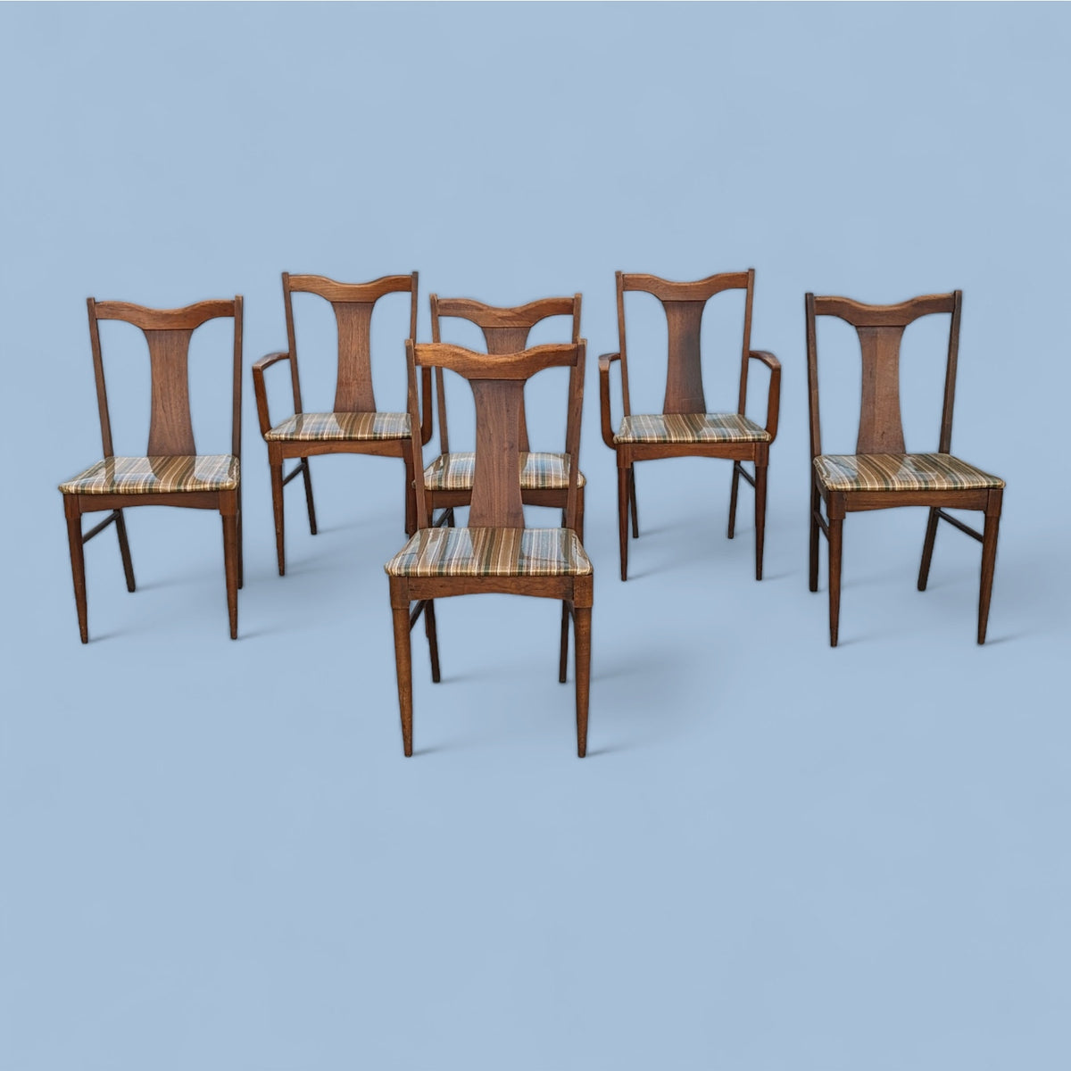 Garrison Furniture Walnut Dining Chairs, Set of Six, Mid-Century