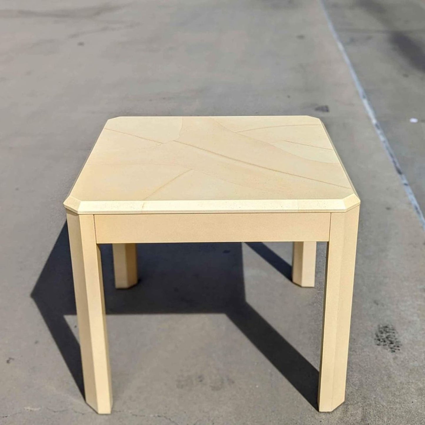 Vintage Side Table, Postmodern, Laminate, Cream, Off White, Accent or End Table, Square, Living Room