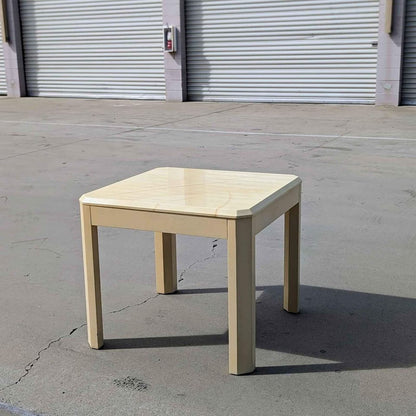 Vintage Side Table, Postmodern, Laminate, Cream, Off White, Accent or End Table, Square, Living Room