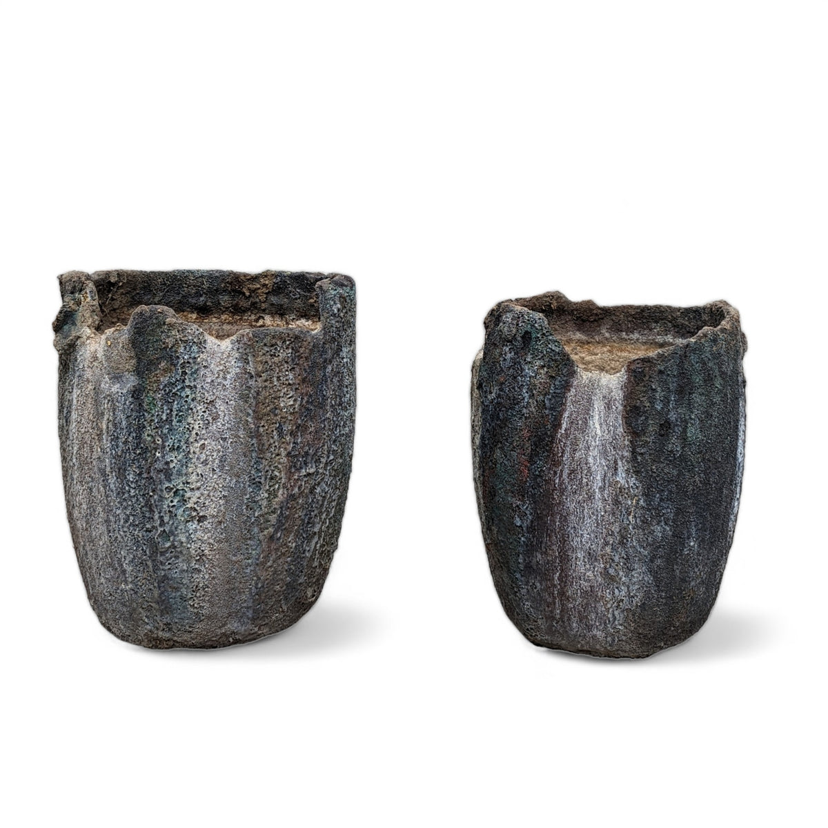 Antique Foundry Crucible Planters – Pair