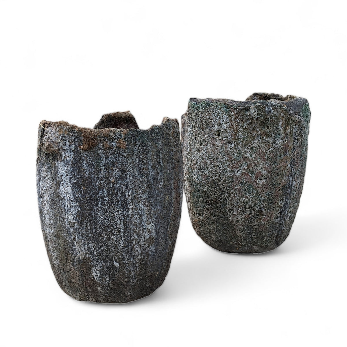 Antique Foundry Crucible Planters – Pair
