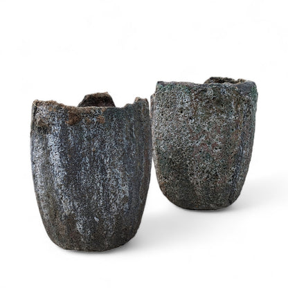Antique Foundry Crucible Planters – Pair