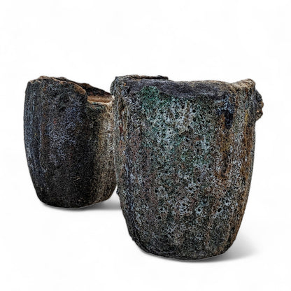 Antique Foundry Crucible Planters – Pair