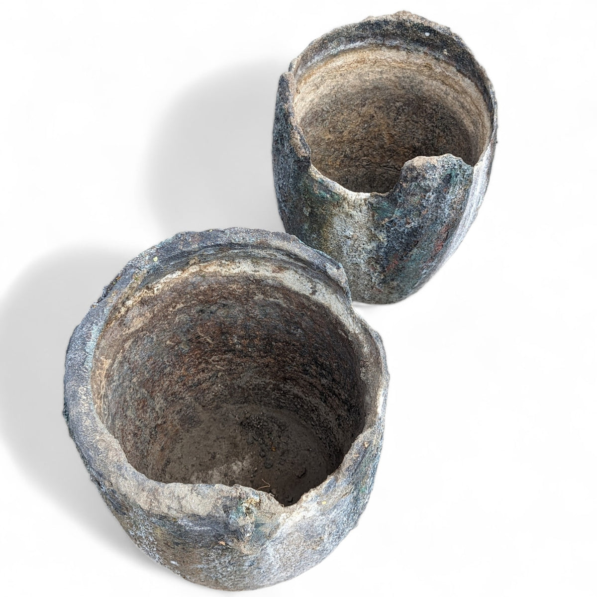 Antique Foundry Crucible Planters – Pair
