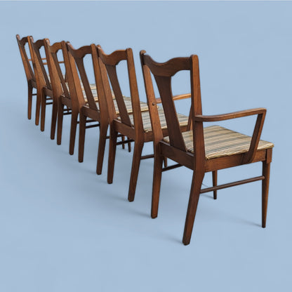 Garrison Furniture Walnut Dining Chairs, Set of Six, Mid-Century