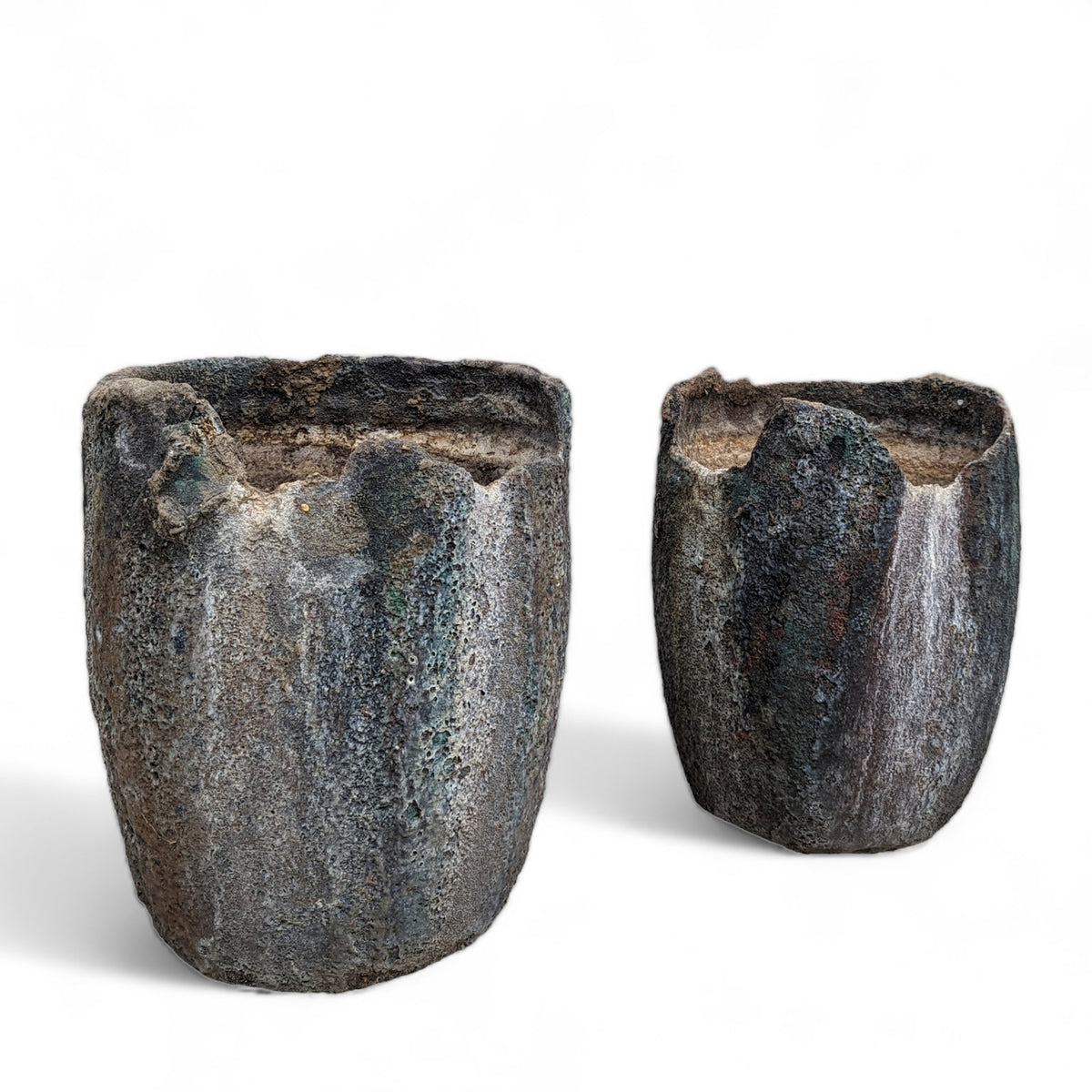 Antique Foundry Crucible Planters – Pair