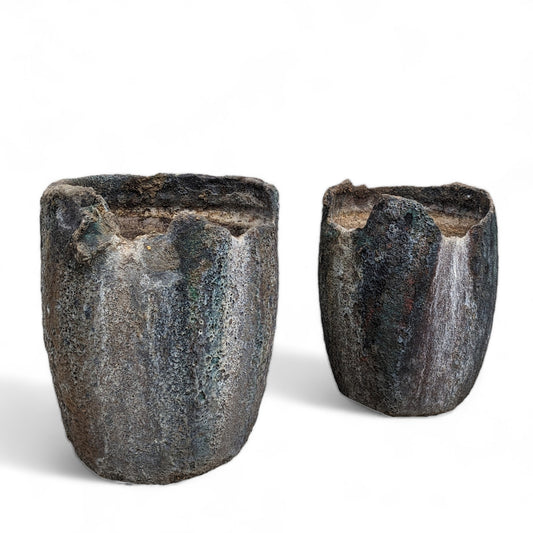 Antique Foundry Crucible Planters – Pair