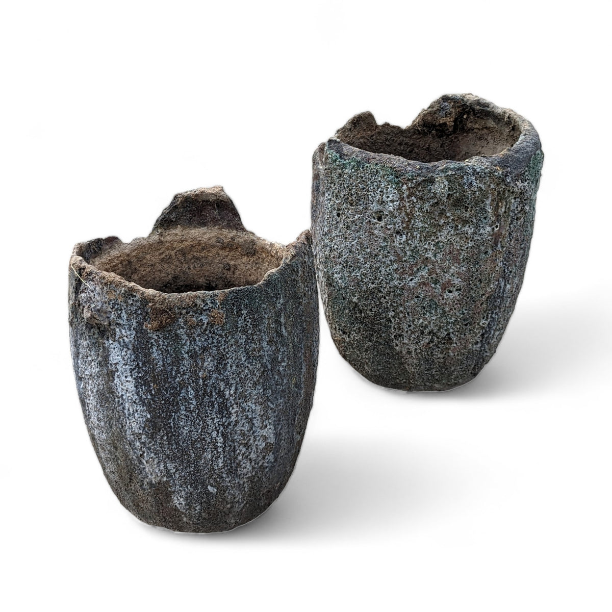 Antique Foundry Crucible Planters – Pair