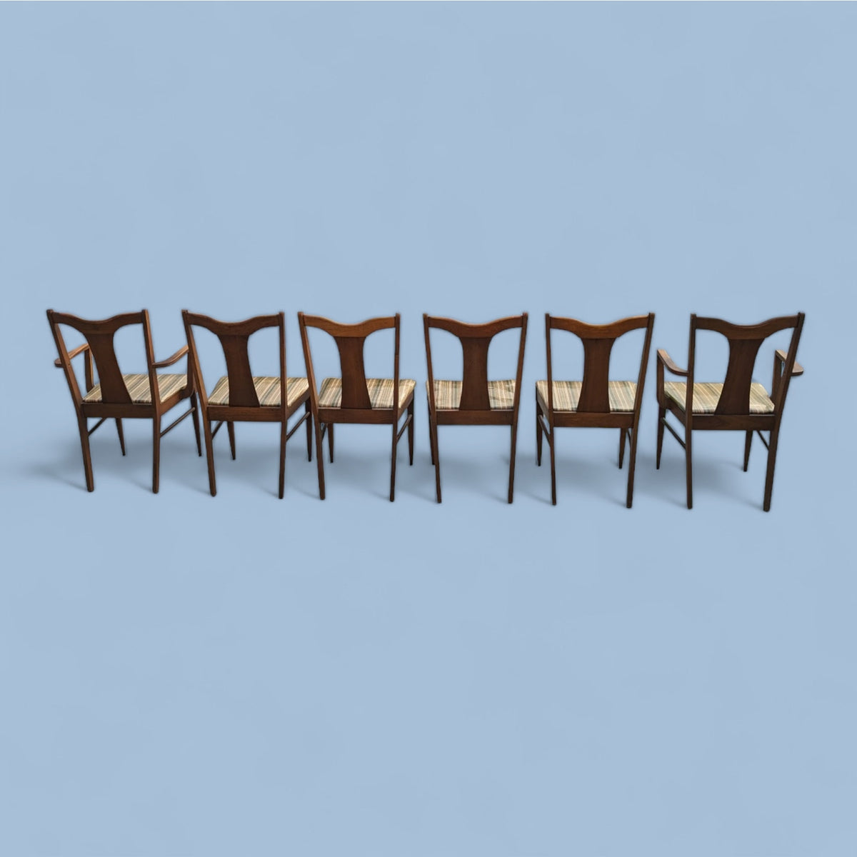 Garrison Furniture Walnut Dining Chairs, Set of Six, Mid-Century