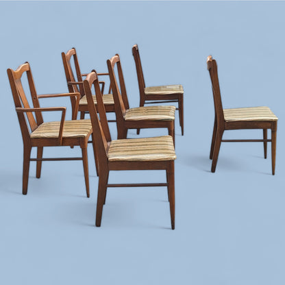 Garrison Furniture Walnut Dining Chairs, Set of Six, Mid-Century