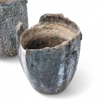 Antique Foundry Crucible Planters – Pair