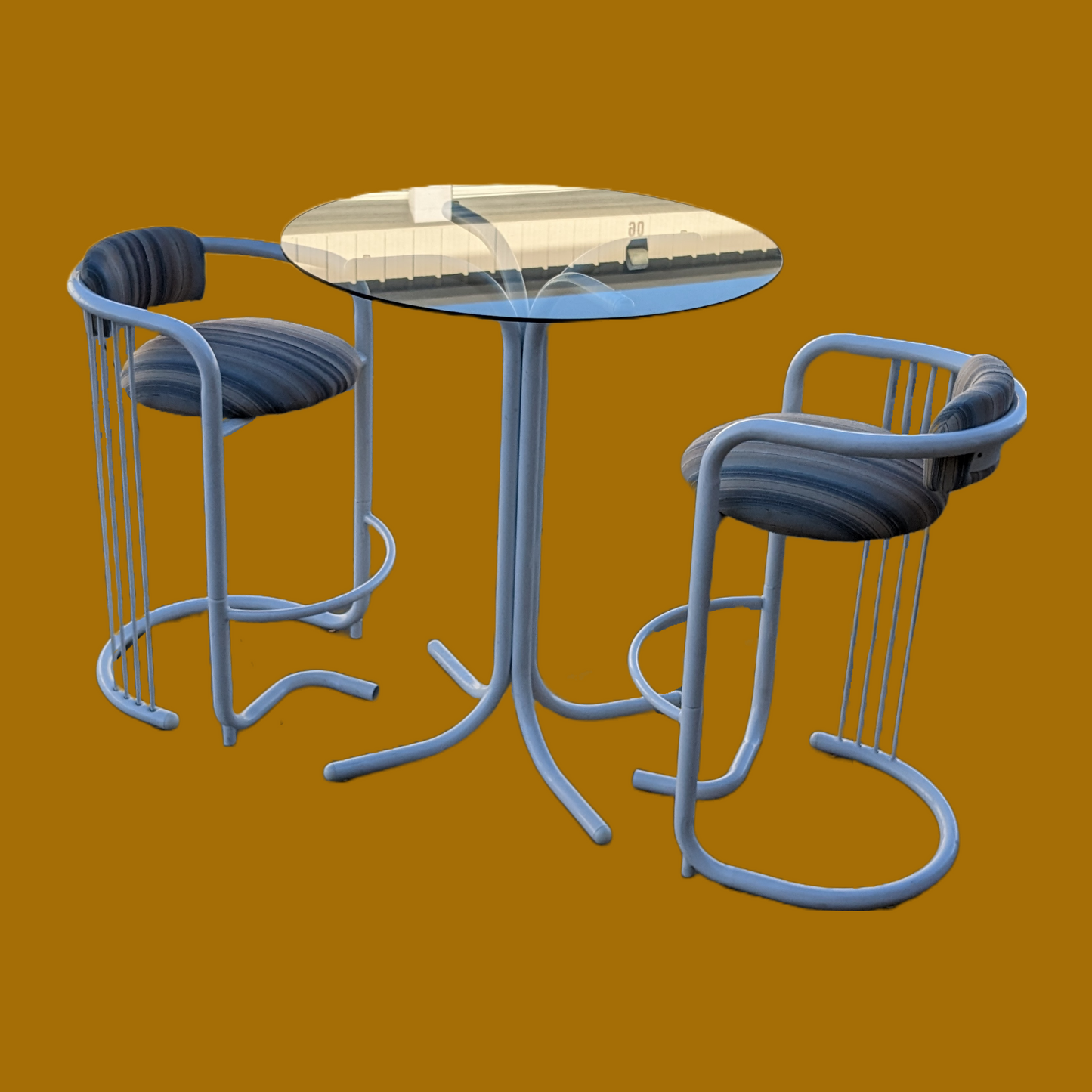 Postmodern Bistro Patio Table + Chair Set | 80s | Tubular