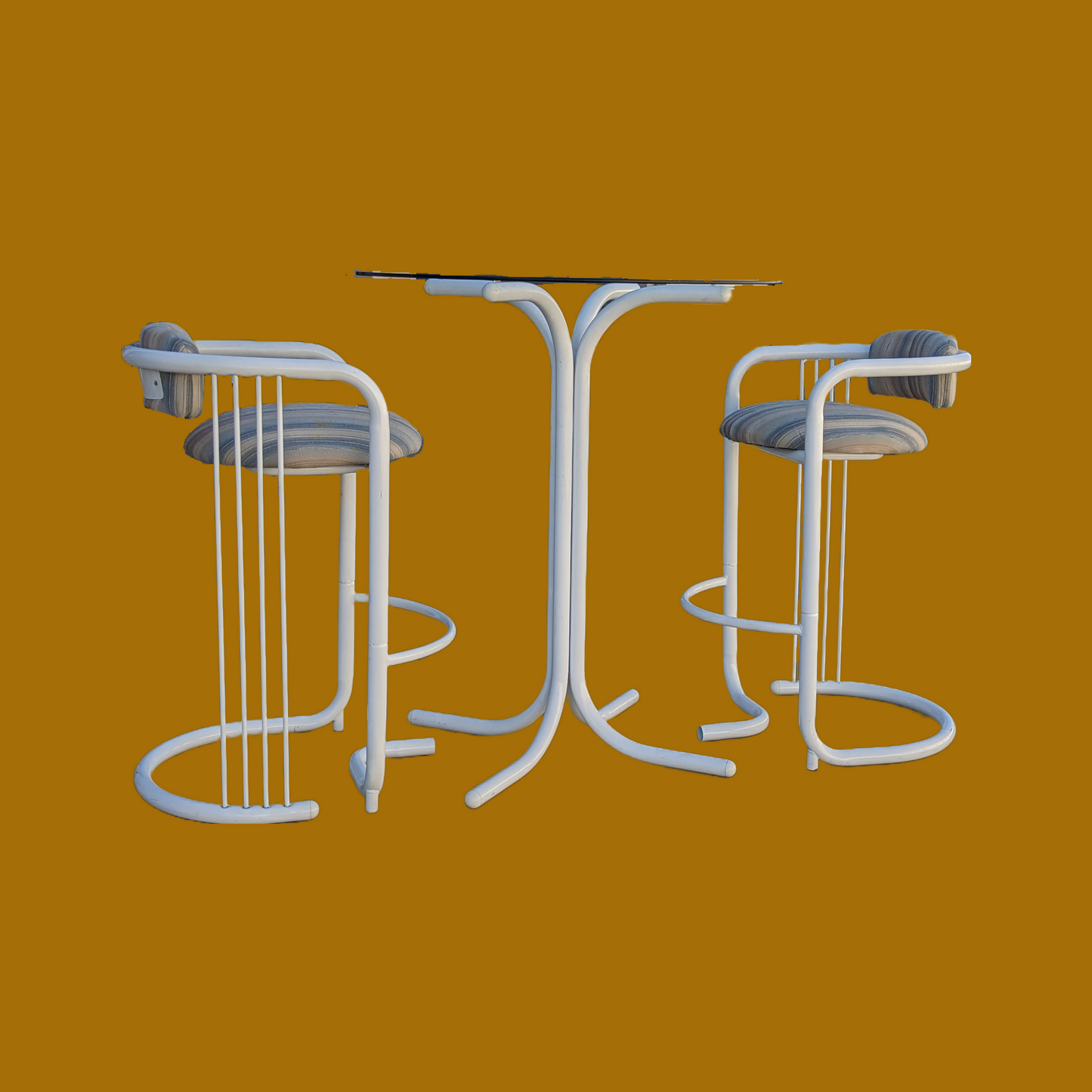 Postmodern Bistro Patio Table + Chair Set | 80s | Tubular