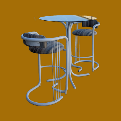 Postmodern Bistro Patio Table + Chair Set | 80s | Tubular