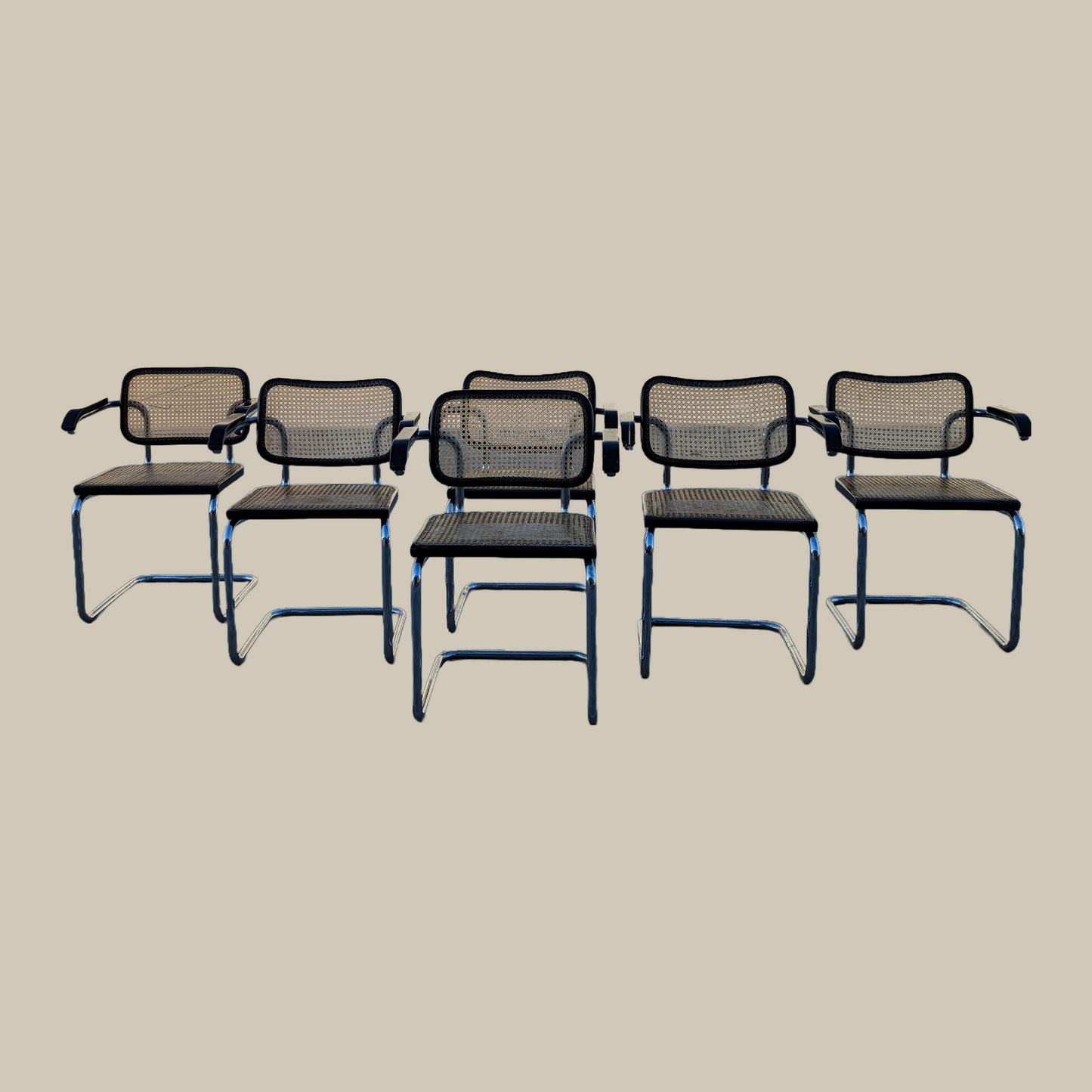 Vintage Cesca Chairs for Stendig, Six Armchairs, Italian, MCM, Mid Century Modern, Cantilever Dining Chairs