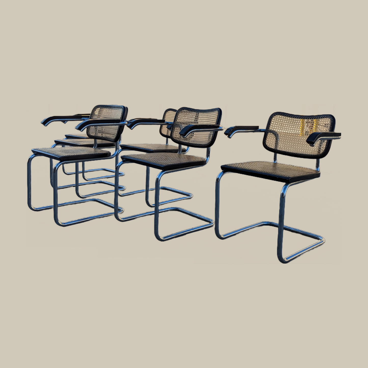 Vintage Cesca Chairs for Stendig, Six Armchairs, Italian, MCM, Mid Century Modern, Cantilever Dining Chairs