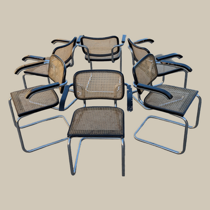 Vintage Cesca Chairs for Stendig, Six Armchairs, Italian, MCM, Mid Century Modern, Cantilever Dining Chairs