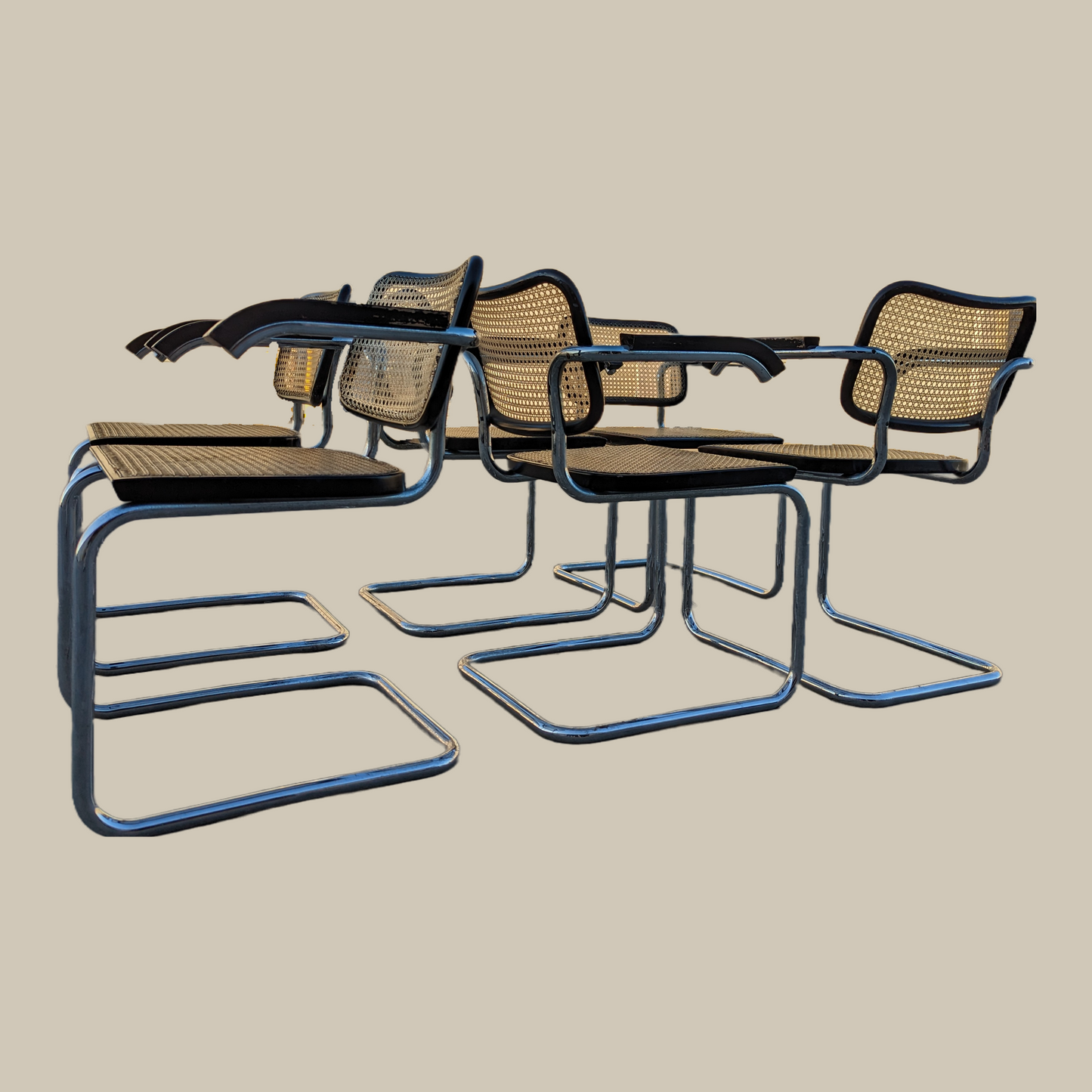 Vintage Cesca Chairs for Stendig, Six Armchairs, Italian, MCM, Mid Century Modern, Cantilever Dining Chairs