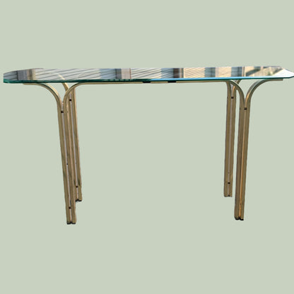 Vintage Brass Glass Entryway Hall Table