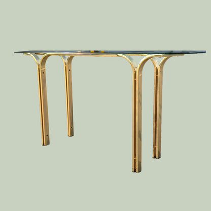 Vintage Brass Glass Entryway Hall Table