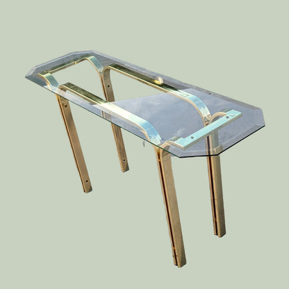 Vintage Brass Glass Entryway Hall Table
