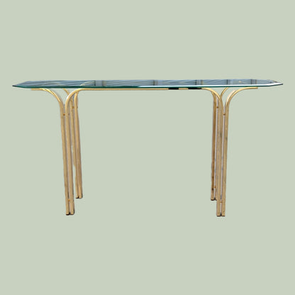 Vintage Brass Glass Entryway Hall Table