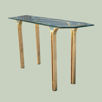 Vintage Brass Glass Entryway Hall Table